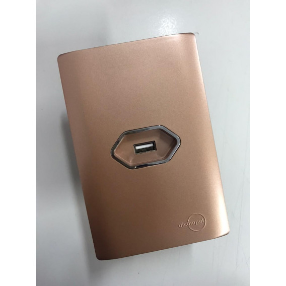 Conjunto Entrada USB 2.0 Horizontal 4X2 - Novara Ouro Rose